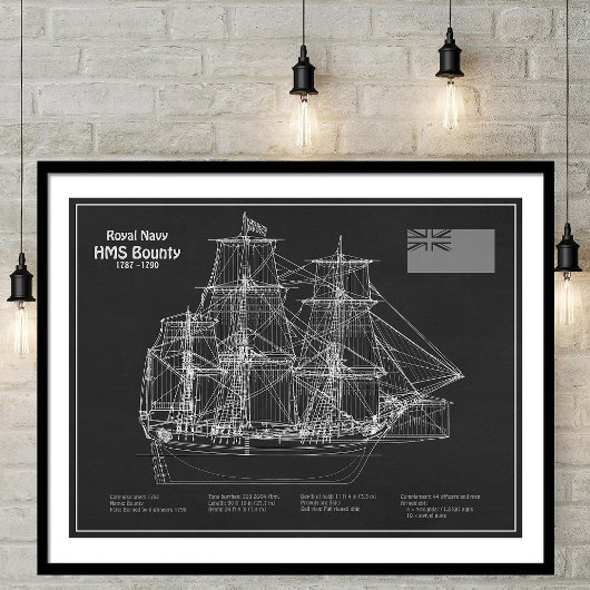 Poster HMS Bounty - Plan directeur des navires