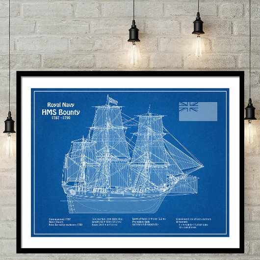 Poster HMS Bounty - Plan directeur des navires ABD
