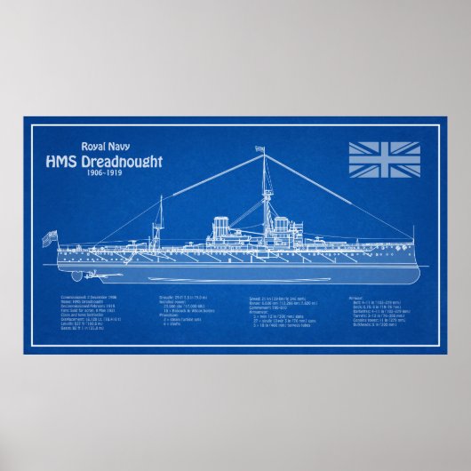 Poster HMS Dreadnoud - Plan d'expédition ABD (Devant)