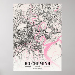 Poster Ho Chi Minh - Carte de la ville napolitaine du Vie