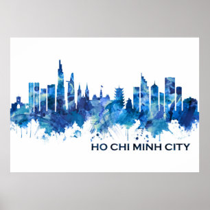 Poster Ho Chi Minh City Vietnam Skyline Blue
