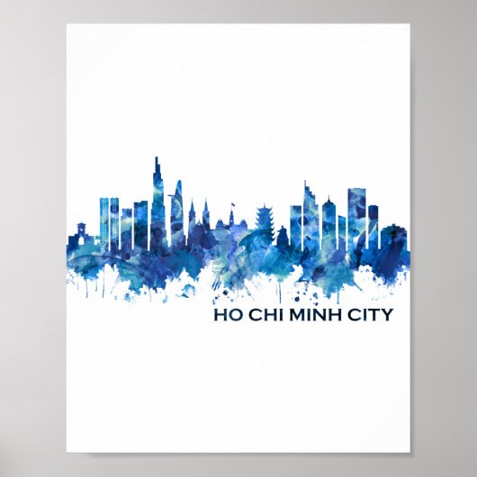 Poster Ho Chi Minh Ville Viêt Nam Skyline Blue (Devant)