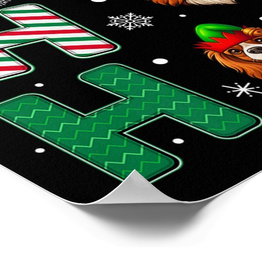 Poster Ho Ho Ho Cavalier King Charles Spaniel Chien Père (Coin)