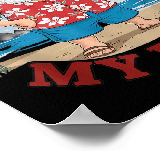 Poster Ho Ho Hold My Beer Beach Père Noël Funny Christmas (Coin)