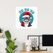 Poster Ho ho non - drôle de chat grumpy santa (Bureau à domicile)