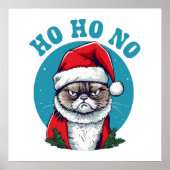 Poster Ho ho non - drôle de chat grumpy santa (Devant)
