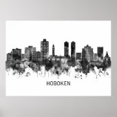 Poster Hoboken New Jersey Skyline BW (Devant)