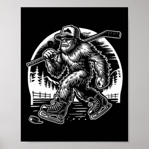 Poster Hockey Bigfoot Rétro Drôle Sasquatch Bigfoot Jouan