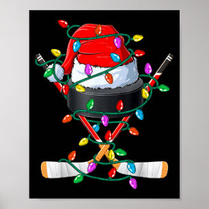 Poster Hockey de Noël Xmas Santa Srts Chapeau Balle Enfan