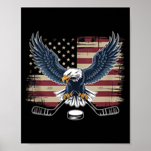 Poster Hockey Drapeau Américain (Devant)