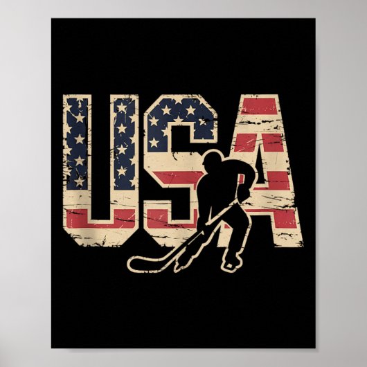 Poster Hockey Drapeau Américain (Devant)