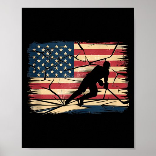 Poster Hockey Drapeau Américain (Devant)