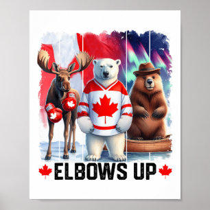 Poster Hockey Drapeau du Canada Boxe de castor amusant M