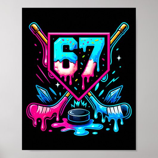 Poster Hockey Drip 6 7 Number 67 Six Seven Meme Men Boys  (Devant)