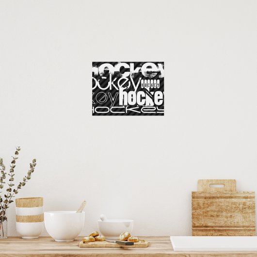 Poster Hockey ; Gris noir et gris foncé (Cuisine)