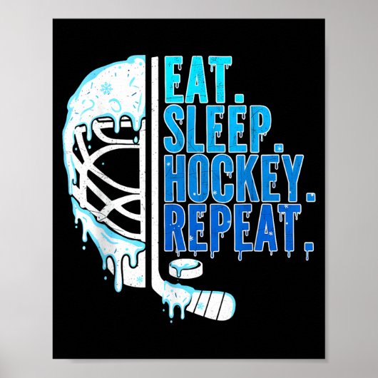 Poster Hockey Ice Cream Drip Eat Sleep Hockey Repeat Boys (Devant)