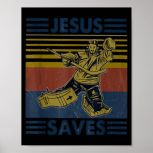 Poster Hockey Jésus Sauve Drôle de Hockey La boîte de pén