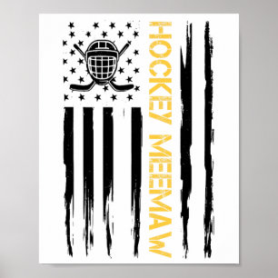 Poster Hockey Mémé Joueuse de Hockey Drapeau États-Unis