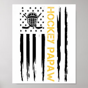Poster Hockey Papy Joueur de Hockey Drapeau États-Unis