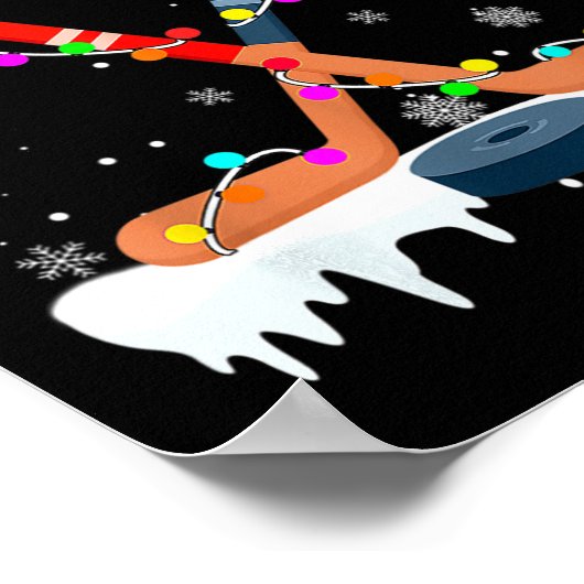 Poster Hockey Santa Hat Christmas Lights Fun Sport Boys X (Coin)