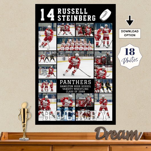 Poster Hockey Senior Graduation 18 Photo Collage
