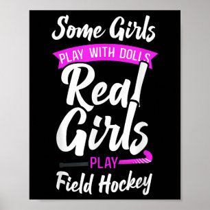 Poster Hockey sur gazon Certaines filles jouent avec des