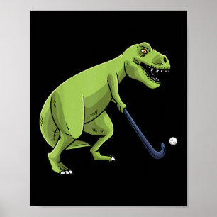 Poster Hockey sur gazon dinosaure T-rex joueur hommes fem