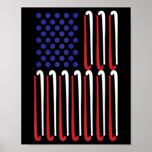 Poster Hockey sur gazon Drapeau américain Joueur de hocke