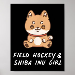Poster Hockey sur gazon et fille Shi Inu kawaii sports Ja