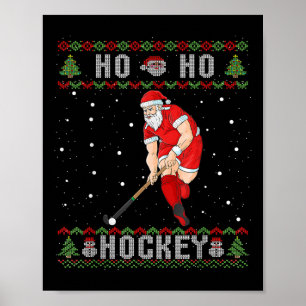 Poster Hockey sur gazon Ho Ho Hockey Noël sale Père Noël