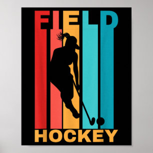 Poster Hockey sur gazon rétro féminin