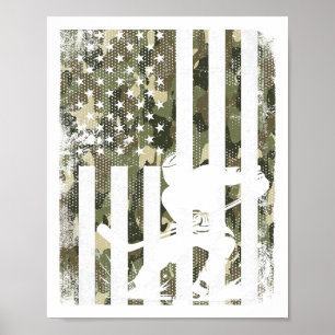 Poster Hockey sur glace Camouflage Drapeau Usa Joueur de
