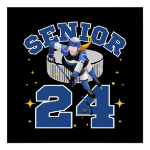 Poster Hockey sur glace drôle Senior 2024