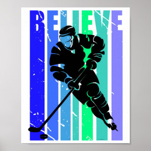 Poster Hockey sur glace Garçons Rétro Vintage Joueur de h