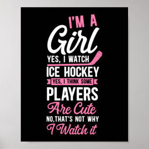 Poster Hockey Sur Glace Je Suis Une Fille Oui, Je Regarde