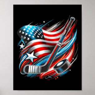 Poster Hockey sur glace patriotique 4 juillet Indépendanc