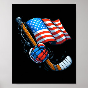 Poster Hockey sur glace patriotique 4 juillet indépendanc