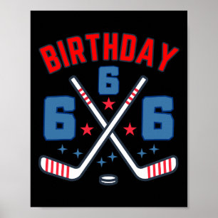 Poster Hockey sur glace Six Anniversaire Garçon 6ème Fête
