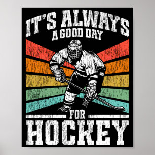 Poster Hockey sur glace Vintage Retro Une Bonne Journée P