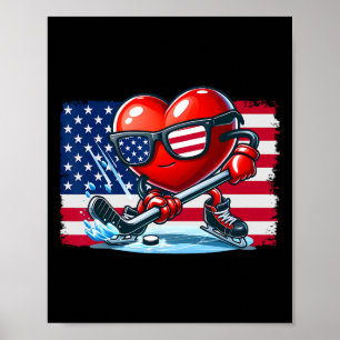 Poster Hockey Valentines Day Valentine Us Drapeau Sungles