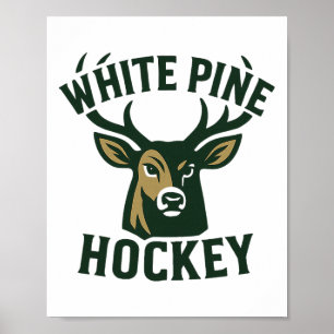 Poster Hockey White Pine Bucks College Officiel Vintage D