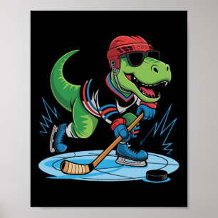 Poster Hockeysaurus T-rex Dinosaure de Hockey