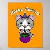 Poster Hocus Pawcus - Grey Tabby Chat - Écriture Blanche (Devant)