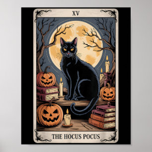 Poster Hocus Pocus Tarot Halloween Chat Citrouille Mystic