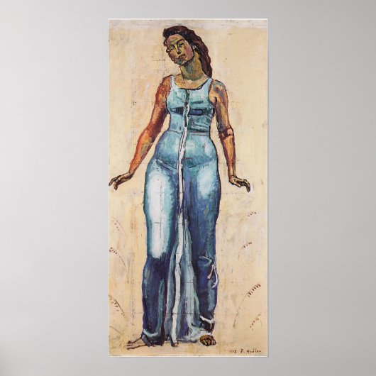 Poster Hodler - Femme debout Figure Dans Une Robe Bleue 1 (Devant)