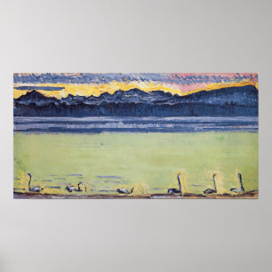 Poster Hodler - Lake Geneva, Mont Blanc, Morning Dawn 19…