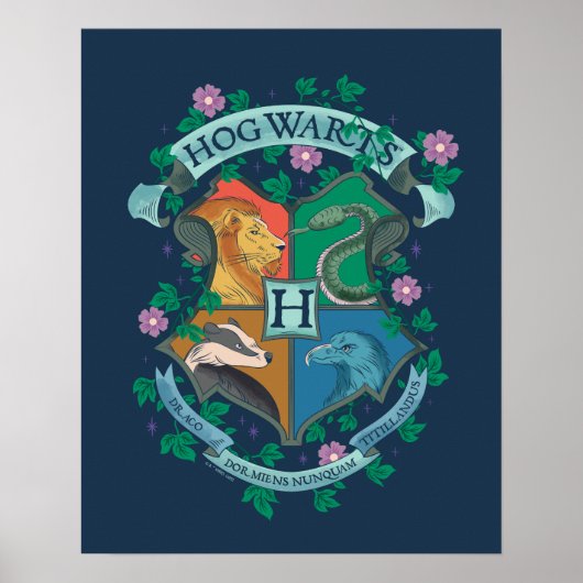 Poster HOGWARTS™ Floral Crest (Devant)