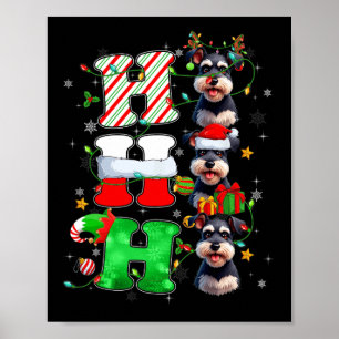 Poster Hohoho Schnauzer Chien Père Noël Elf Casquette Rei