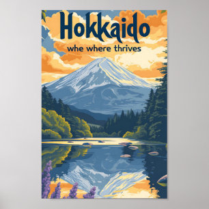 Poster Hokkaido Japon Vintage Art Illustration de voyage