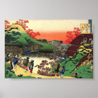 Poster Hokusai - Art japonais - Vue paysagère cool du Jap